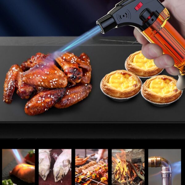 Lighter with Safety Lock Adjustable Refillable Lighter for Kitchen Grill BBQ Candle Camping